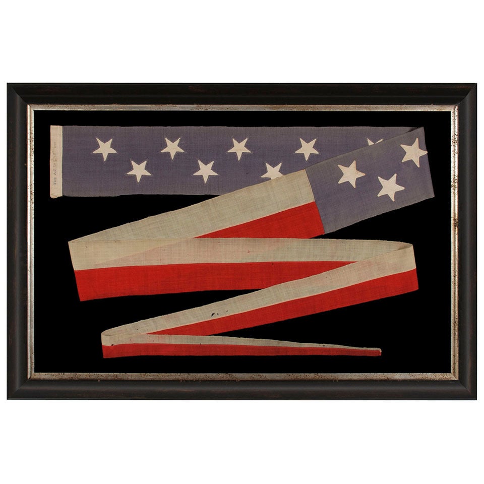 Twenty-Foot U.S. Navy Commissioning Pennant With 13 Stars In A Two Row Arragement