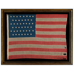 45 Stars on Antique American Flag with a Rich Indigo Blue Canton and Attractive Wear