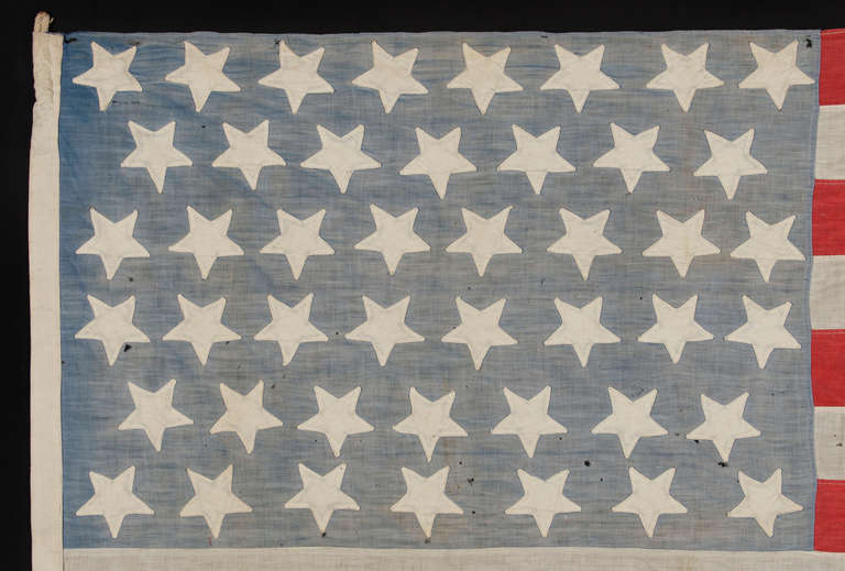 45 Unusual Stars on a Homemade Cotton Flag with Beautifully Faded Canton In Good Condition In York County, PA