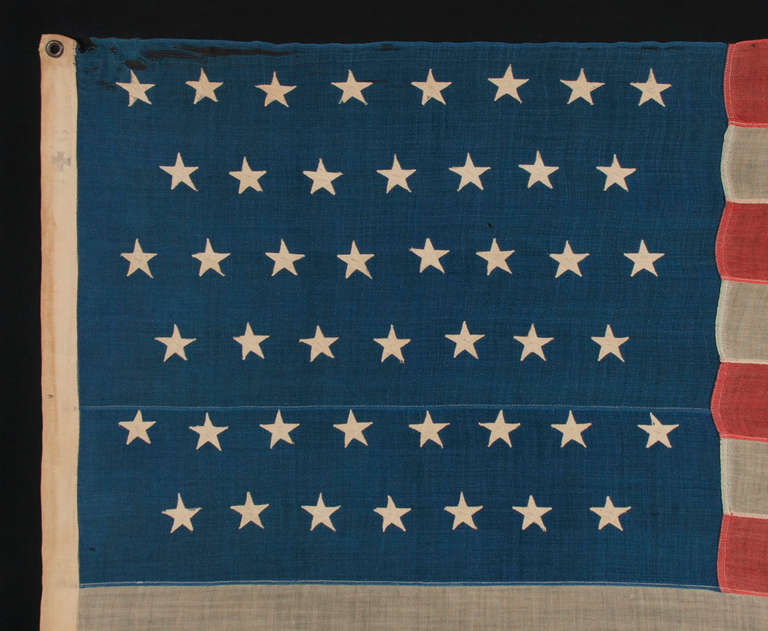 45 Stars on Antique American Flag with a Rich Indigo Blue Canton and Attractive Wear In Good Condition In York County, PA