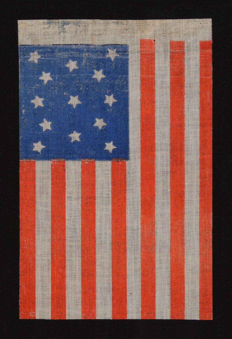 13 Star Antique American Flag, Chromatic Blue & Orange, Civil War Era