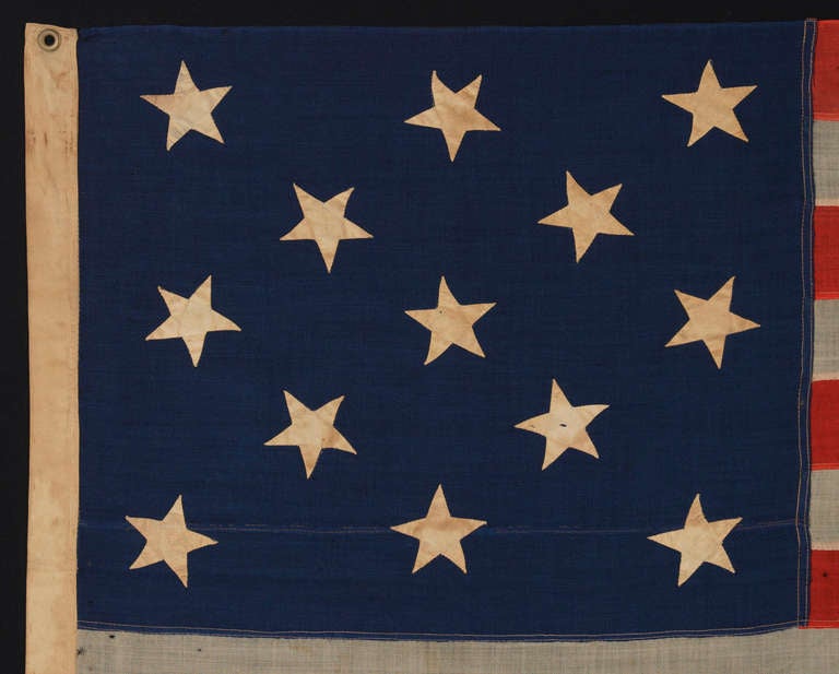13 Star Antique American Flag, U.S. Navy Small Boat Ensign, 1876 Centennial Era: 1