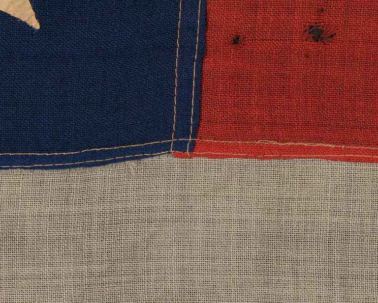 19th Century 13 Star Antique American Flag, U.S. Navy Small Boat Ensign, 1876 Centennial Era: