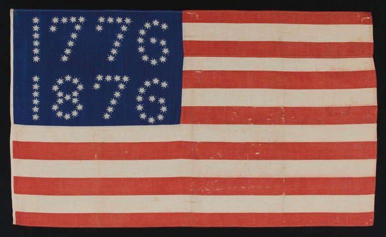 19th Century 38 Star Flag With 10-pointed Stars That Spell 