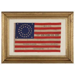 35 Stars In A Double Wreath Pattern On A Civil War Veteran's Flag With Overprinted Battle Honors
