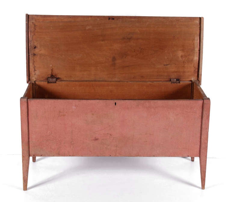 Southern Blanket Chest on Tall, Tapered Legs in Salmon Paint 1