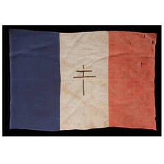 WWII Period French Flag with the Cross of Lorraine