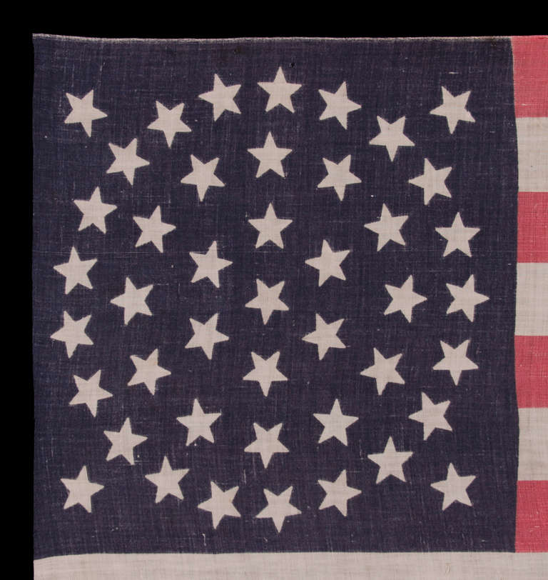 44 Stars On A Large Scale Parade Flag, Wyoming Statehood, 1890-1896 In Good Condition In York County, PA