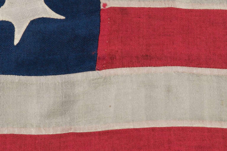 13 Star Antique American Flag with a Rare Tombstone Pattern, 1865