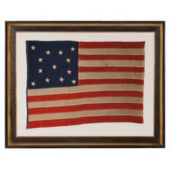 Antique 13-Star Flag with Curiously Small Stars in a Medallion Configuration