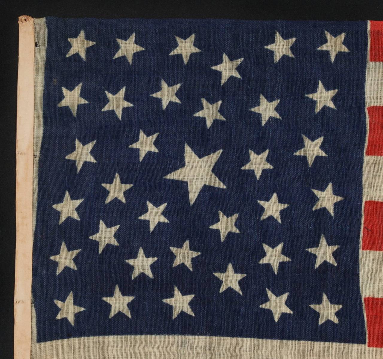 35-Star Press Dyed Wool Flag with Stars in a Random Configuration In Good Condition In York County, PA