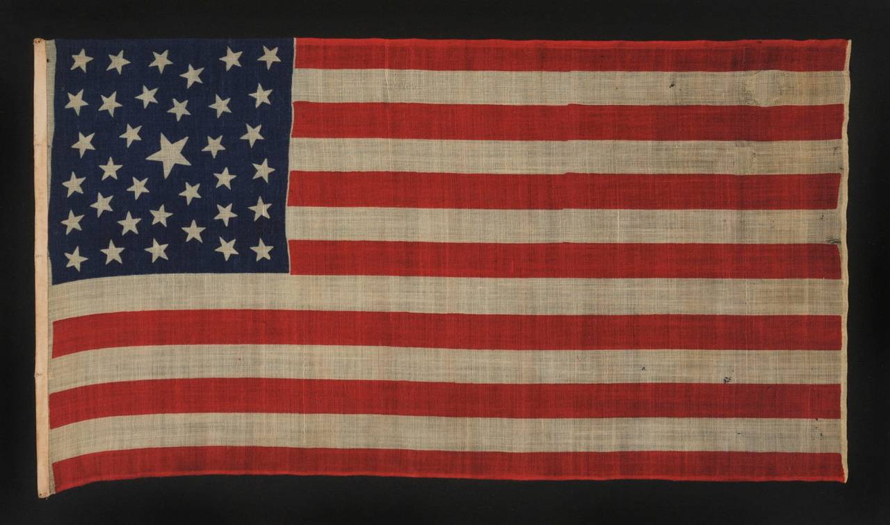 35-Star Press Dyed Wool Flag with Stars in a Random Configuration