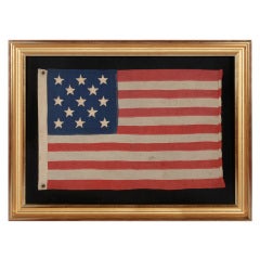 13 Antike amerikanische Flagge:: handgenähte Sterne:: kleiner Maßstab:: 1876 Centennial Era