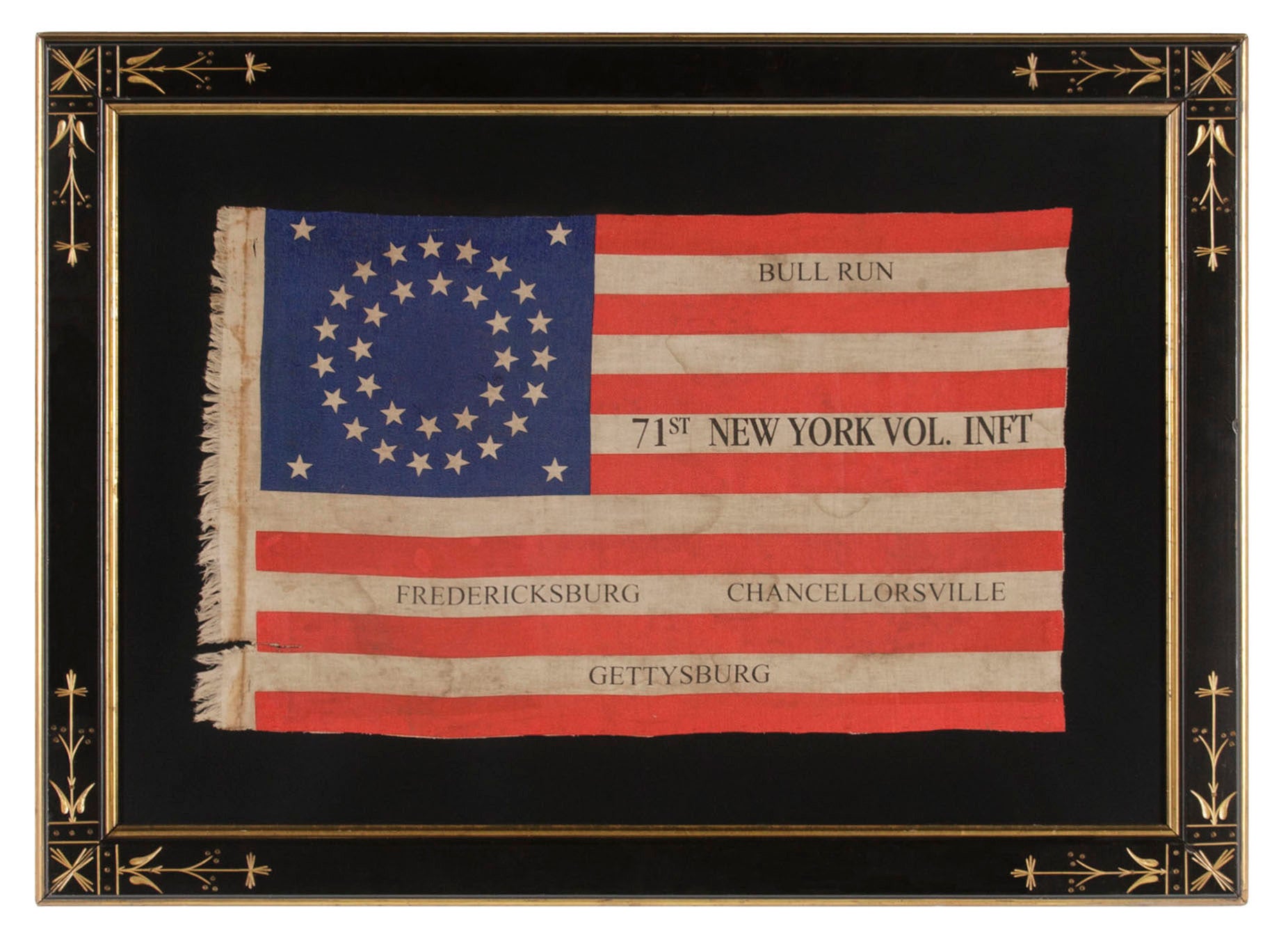 35 Star Antique American Flag, New York 71st Vol. Infantry Reunion, Civil War