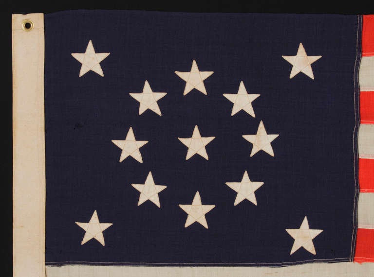 13 Stars Arranged in a Medallion Pattern on a Small Scale Flag In Good Condition In York County, PA