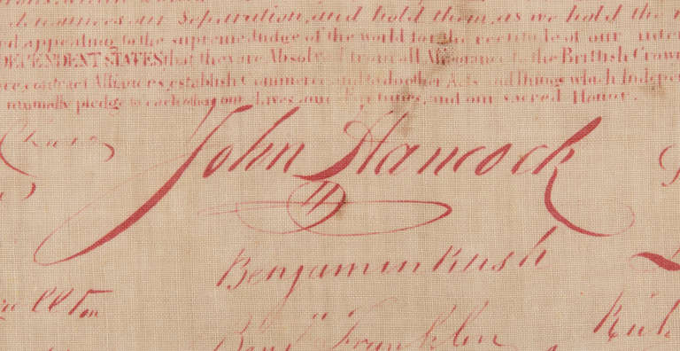 Rare and Exceptional 1821 Printing of the Declaration of Independence on Cloth 4