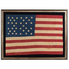 Homemade 34 Star Flag, Cornflower Blue, Interesting Configuration, 1861-1863 7