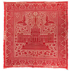 Used Red and White Coverlet Made for the 1876 Centennial Exposition in Philadelphia