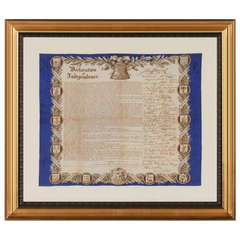 Antique Declaration of Independence with Text and Reproduced Signatures