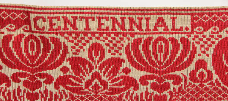 Red and White Coverlet Made for the 1876 Centennial Exposition in Philadelphia In Good Condition In York County, PA