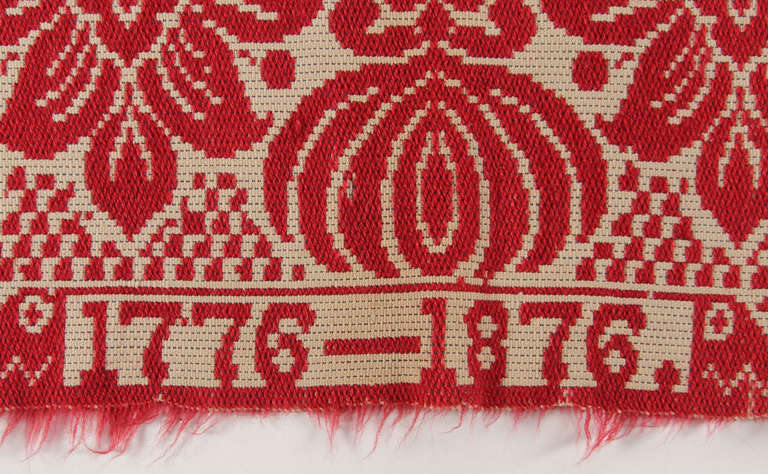 Red and White Coverlet Made for the 1876 Centennial Exposition in Philadelphia 1