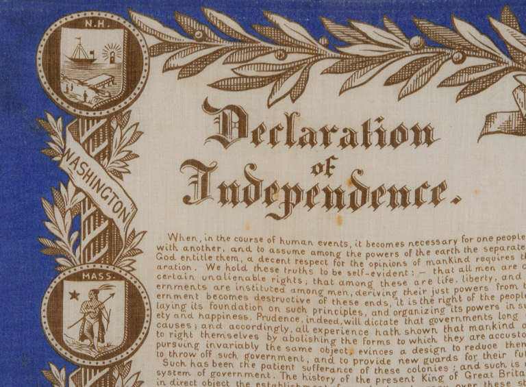 19th Century Declaration of Independence with Text and Reproduced Signatures