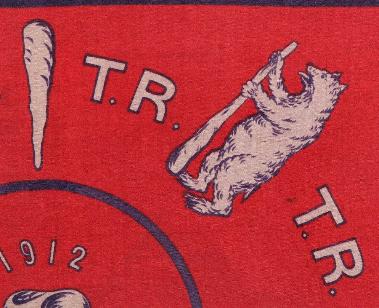 1912 Silk Campaign Kerchief Made to Promote Teddy Roosevelt In Good Condition In York County, PA
