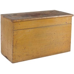 Antique Canted-front, Flat-top, Pennsylvania Grain Bin In Mustard Paint ca. 1840