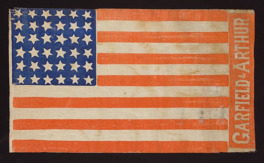 19th Century 36 Star Parade Flag, 1880 Pres. Campaign of Garfield & Arthur