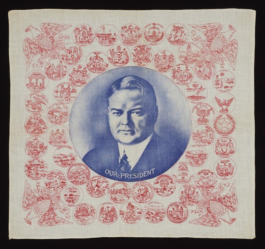 Printed Cotton Kerchief, Made For The Pres. Campaign Of Hoover