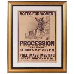 Antique Rare Suffragette Broadside Advertising A 1914 March In Syracuse, NY