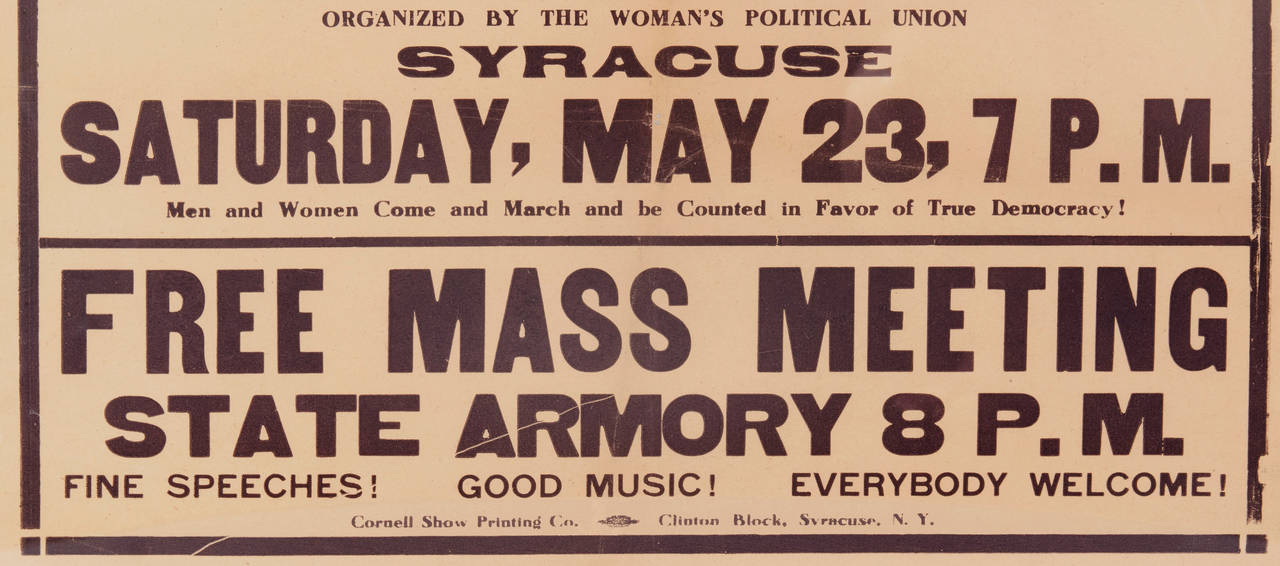 Rare Suffragette Broadside Advertising A 1914 March In Syracuse, NY 1