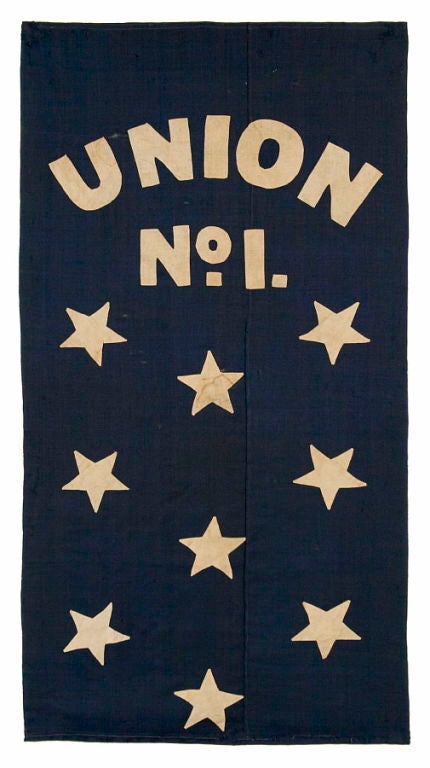 FIREHOUSE BANNER WITH HAND-SEWN, APPLIQUÉD STARS