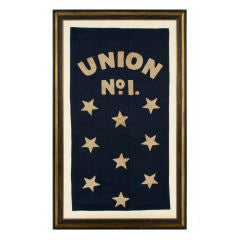 Antique FIREHOUSE BANNER WITH HAND-SEWN, APPLIQUÉD STARS