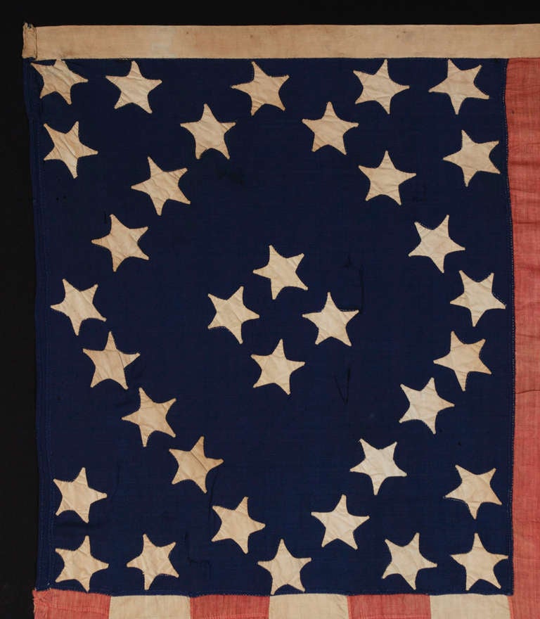 Spectacular 34 Star Civil War Flag In Good Condition In York County, PA