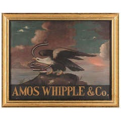 Early 19th Century Oil On Canvas Painted Trade Sign With American Eagle