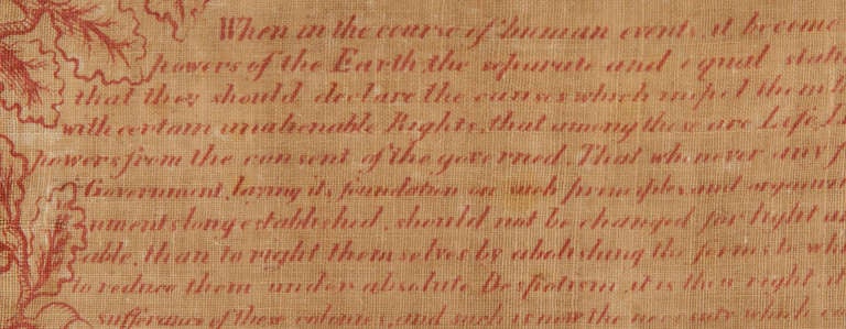 Rare Printing Of The Declaration Of Independence On Cloth In Good Condition In York County, PA
