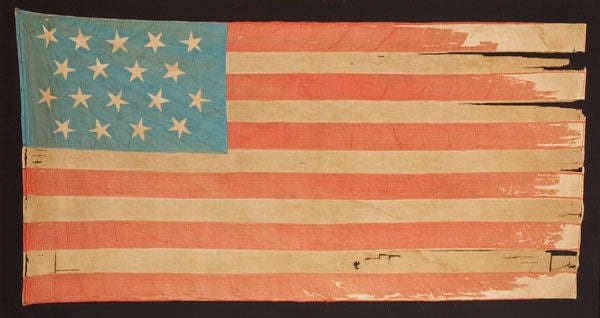 18 STAR, 11 STRIPE, LOUISIANA SECESSIONIST FLAG, CIVIL WAR PERIOD (1861-65):<br />
<br />
One of the things that makes 19th century American flags so interesting is the individualism and expression put forth in homemade examples, especially during