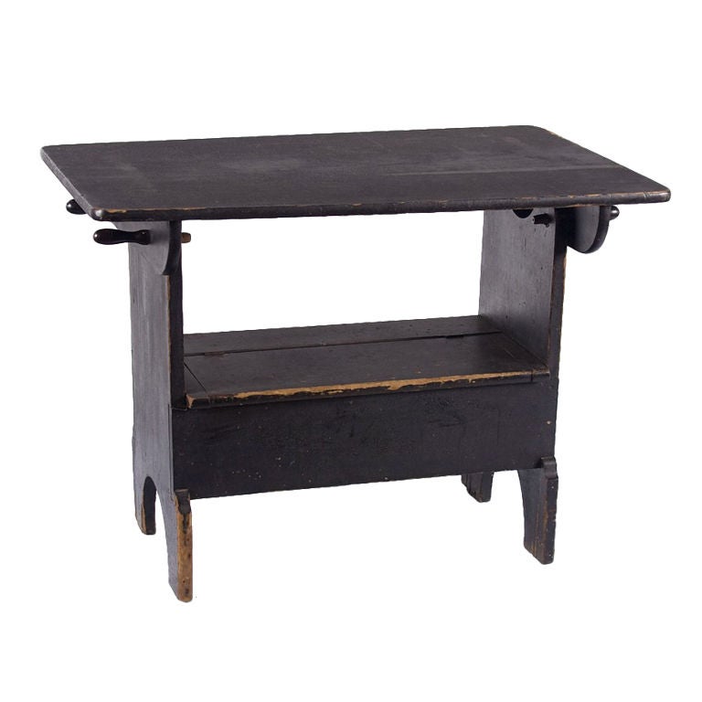 PENNSYLVANIA HUTCH TABLE IN BLACK PAINT WITH OUTSTANDING SURFACE
