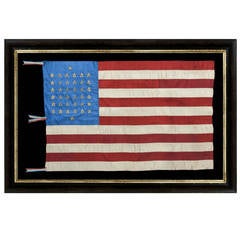 38 Star Silk American Flag with 12 Stripes and Three Different Styles of Stars