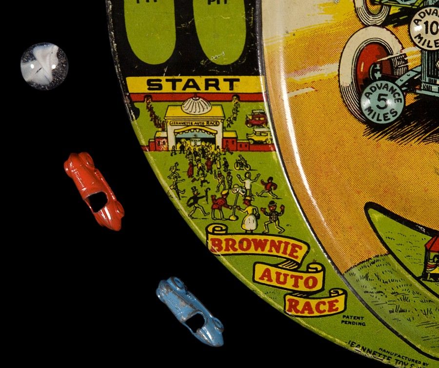 20th Century BROWNIE AUTO RACE GAME, JEANNETTE TOY & NOVELTY CO, PA, 1925