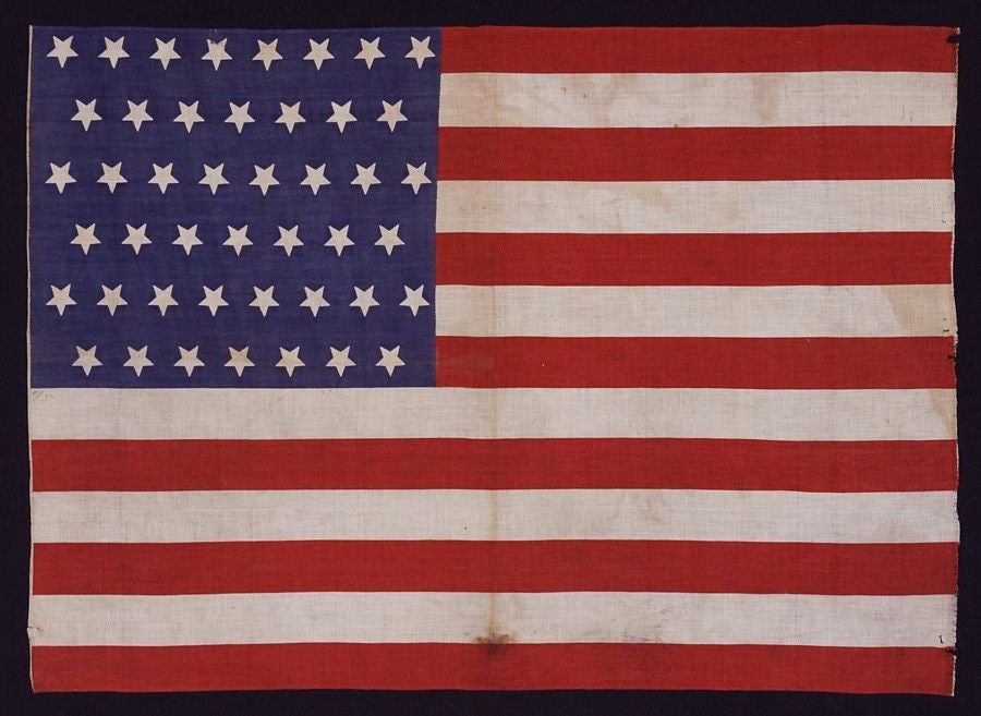 45 UPSIDE-DOWN STARS, 1896-1907, UTAH STATEHOOD