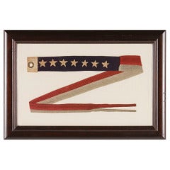 U.S. Navy Commissioning Pennant with 7 Stars WWI-WWII Era (1917-1945)