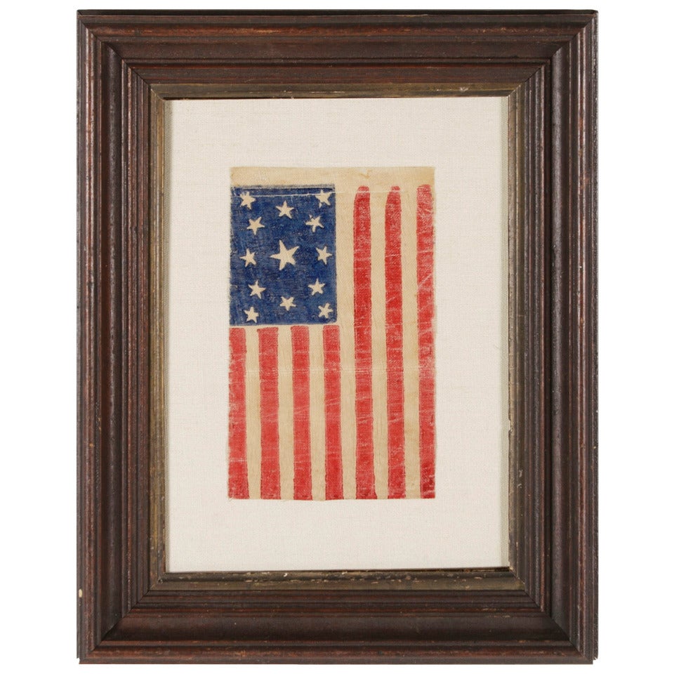 13 Star Flag In A Scarce Oval Medallion Pattern