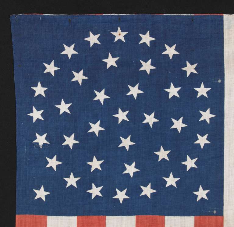 American 38 Star Flag in a Medallion Configuration with two Outliers