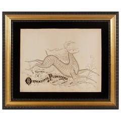 1888 Calligraphy of Diana, Goddess of the Hunt, Riding a Stag