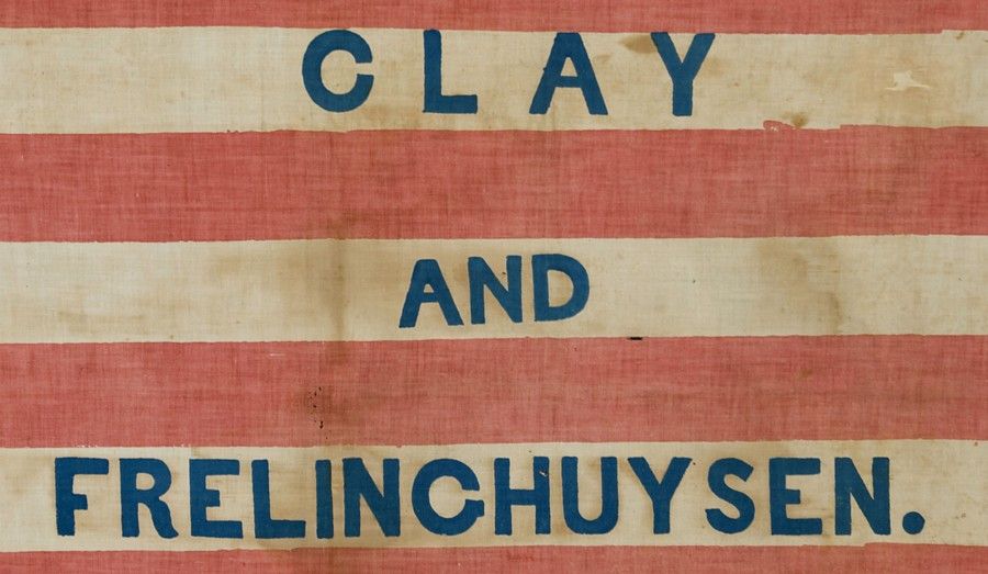 19th Century Extremely Rare Henry Clay Campaign Parade Flag With Portrait