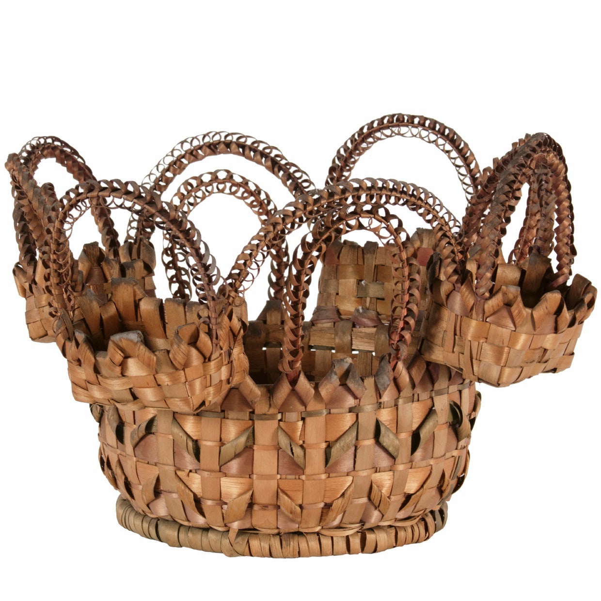 Extraordinary Passamaquoddy (Maine) Native American Sewing Basket, Dated 1891 For Sale