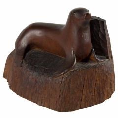Antique Carving Of A Seal, New Bedford, Ma,