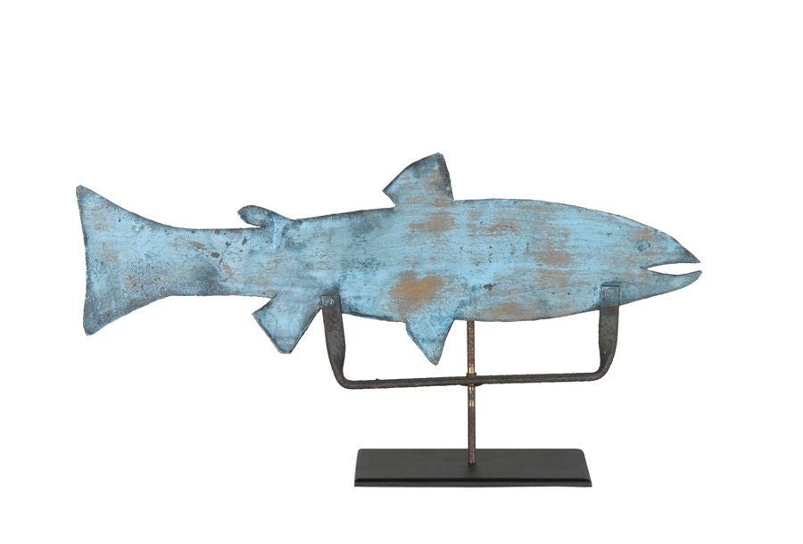 American Fish Weathervane In Robin's Egg Blue Paint